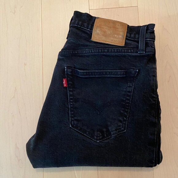 Levis 502 Premium Mens Black Denim Jeans W34 comfortable stretchy casual - Picture 3 of 12